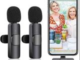 Wireless Microphone, Digital Mini Portable Recording Clip Mic with Receiver for All Type-C Lightning Mobile Phones Camera Laptop for Vlogging YouTube Online Class, Zoom Call